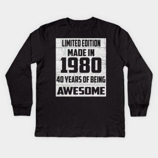 40th Birthday Vintage 1980 Made in 1980 Kids Long Sleeve T-Shirt